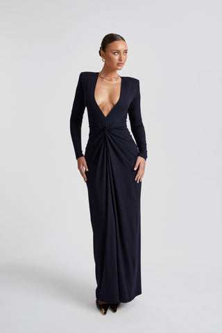 Padded V Twist Maxi Dress