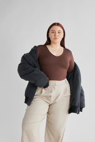 V Long Sleeve Crop
