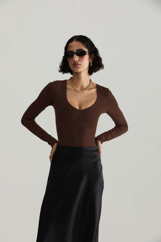 Deep V Long Sleeve Top